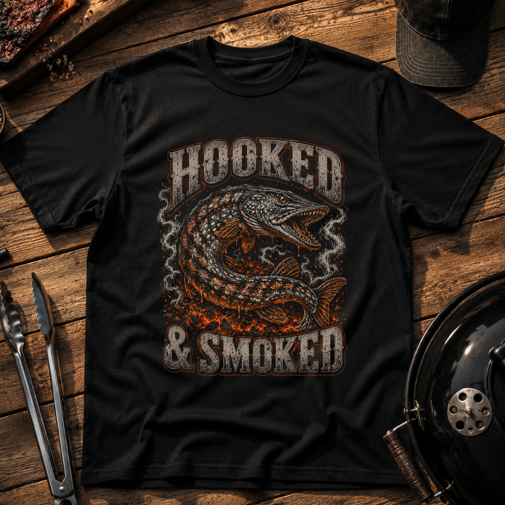 Hooked & Smokin' Fishing T-Shirt