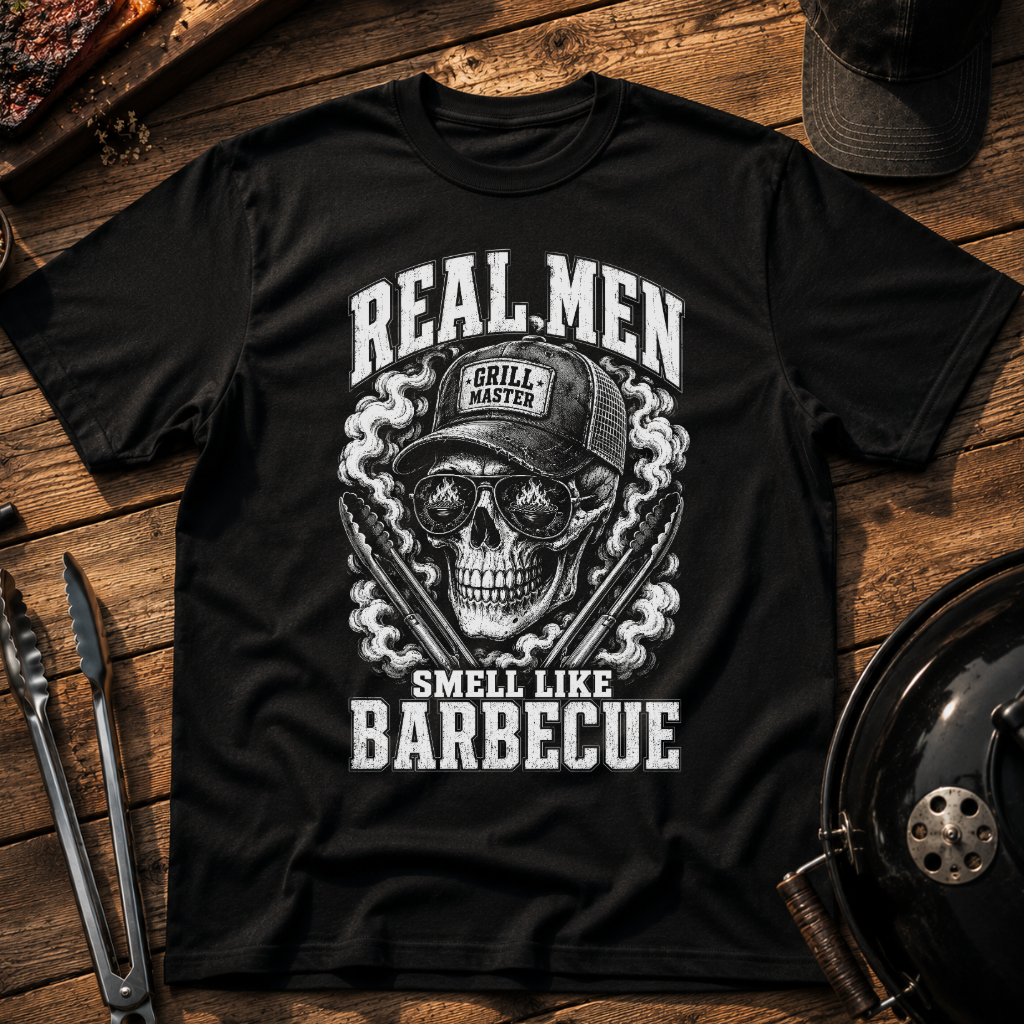 Real Men Smell Like Barbecue Skull T‑Shirt