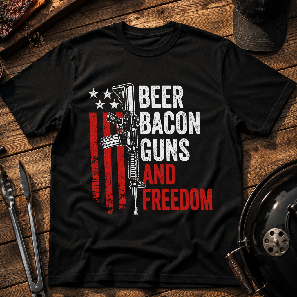 Beer Bacon Guns And Freedom T‑Shirt