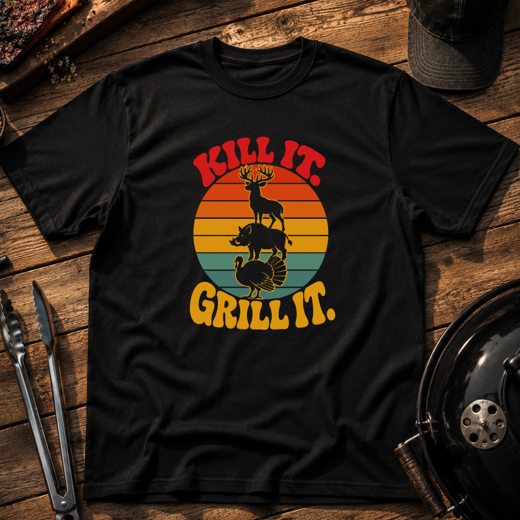 Grill It Kill It Vintage Sunset Hunting T-Shirt