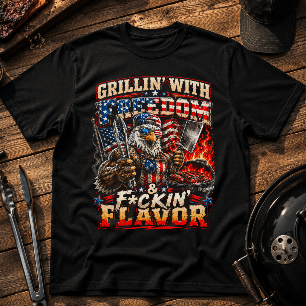 Patriotic Eagle BBQ Graphic T-Shirt