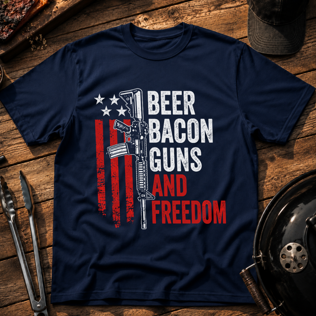 Beer Bacon Guns And Freedom T‑Shirt