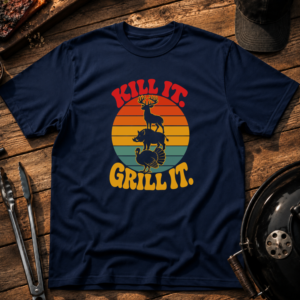 Grill It Kill It Vintage Sunset Hunting T-Shirt