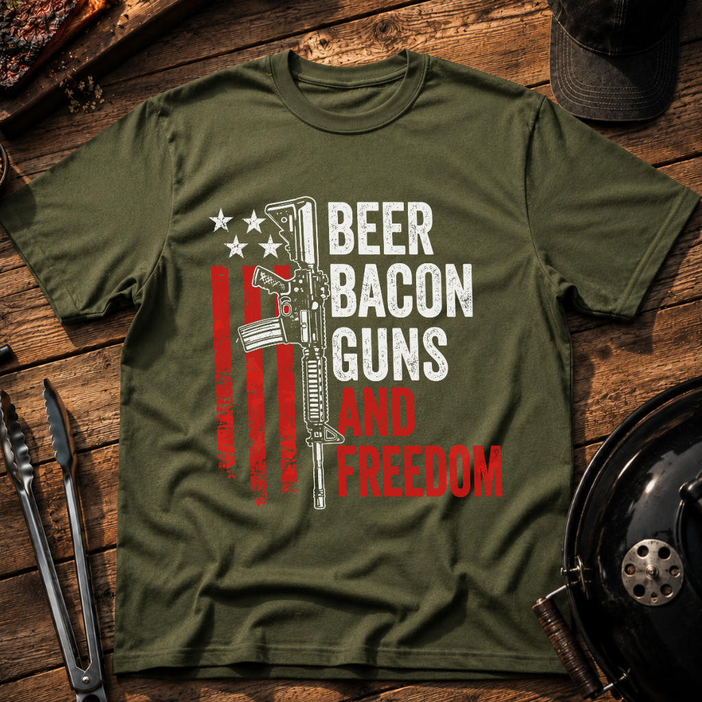 Beer Bacon Guns And Freedom T‑Shirt